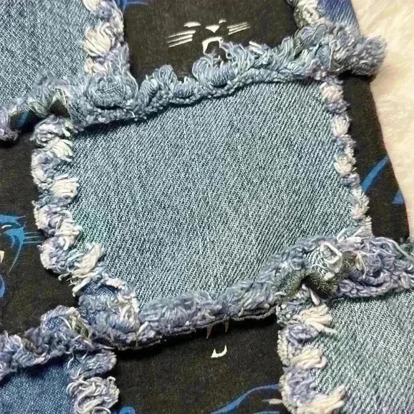 Carolina Panthers Pocketbook Handmade One of a Kind Made of Denim - Picture 9 of 10